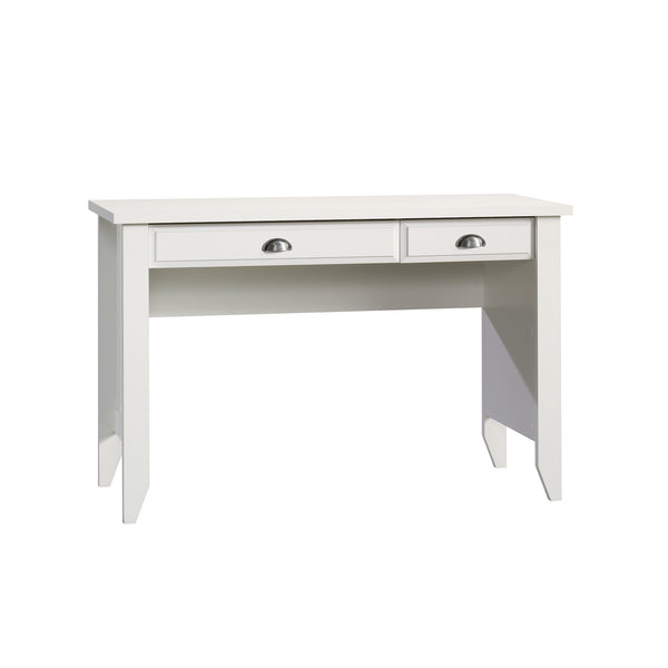 English Elm Computer Desk with Flip-Down Panel and Slide-Out Keyboard Tray, Built-In CPU Storage, Compact Durable Design White B356P367944