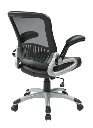 OSP Home Furnishings Screen Back Ergonomic Manager Chair with Mesh Lumbar Support and Bonded Leather Seat EM35206-EC3