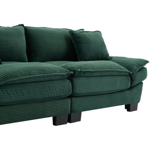 English Elm Corduroy Modern Sofa Sleeper Loveseat with Double-Layer Cushions, Two Pillows, Sturdy Frame 84" Green W676P227343