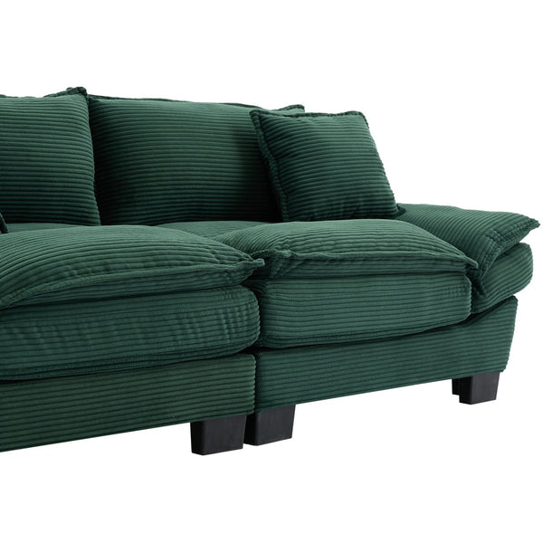 English Elm Corduroy Modern Sofa Sleeper Loveseat with Double-Layer Cushions, Two Pillows, Sturdy Frame 84" Green W676P227343
