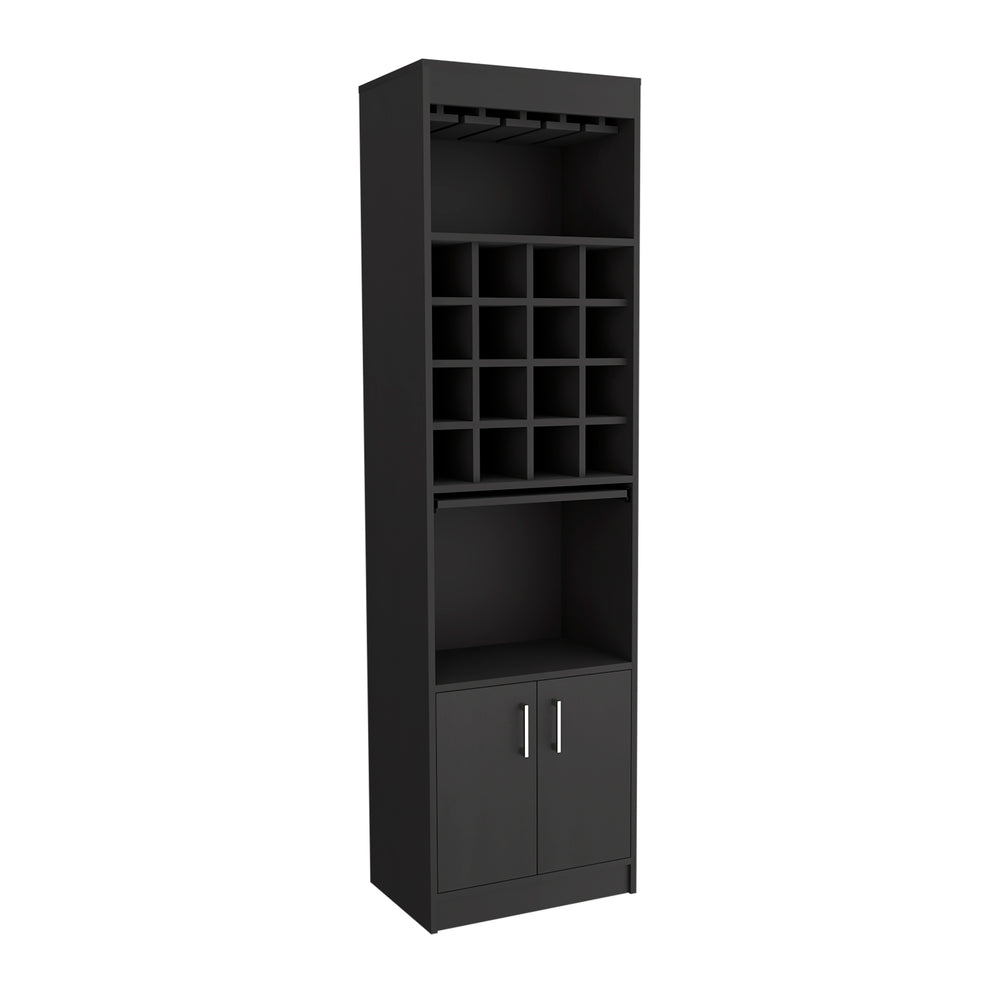 English Elm Being Kava Bar Cabinet - Compact Double Door Design With Wine Rack & Shelves For Small Spaces B070S00332