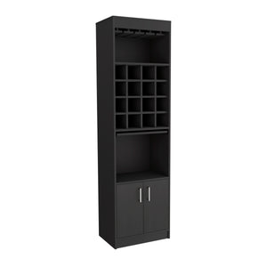 English Elm Being Kava Bar Cabinet - Compact Double Door Design With Wine Rack & Shelves For Small Spaces B070S00332