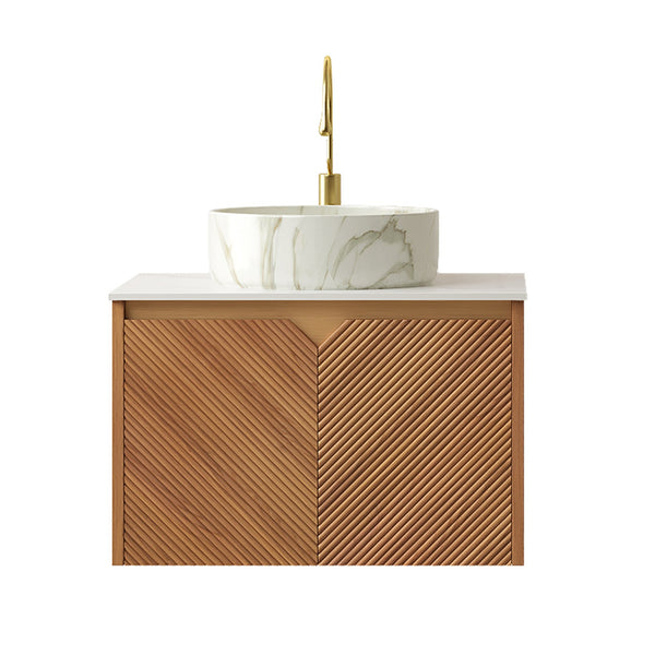 English Elm Dina Floating Bathroom Vanity with Sintered Stone Top and Crystal Glass Basin W2615S00647