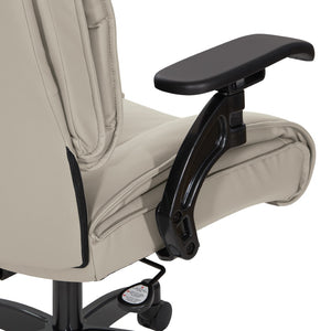 OSP Home Furnishings Leather Executive Conference Chair with Lumbar Support Pillow Top Seat and Ergonomic Arms Taupe 9333E-EC21