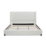 English Elm Manhattan Shelter King Platform Bed Frame, Antique White Polyester