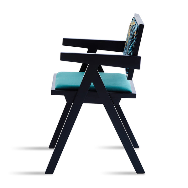 English Elm 2 Elegant Black Rubberwood Dining Chairs With Armrests - Medieval Style, Comfortable Rattan Seats W2720P237608