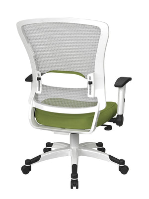 OSP Home Furnishings White Mesh Ergonomic Manager Office Chair with Lumbar Support and Synchro Tilt Control Green 317W-W1C1F2W-6