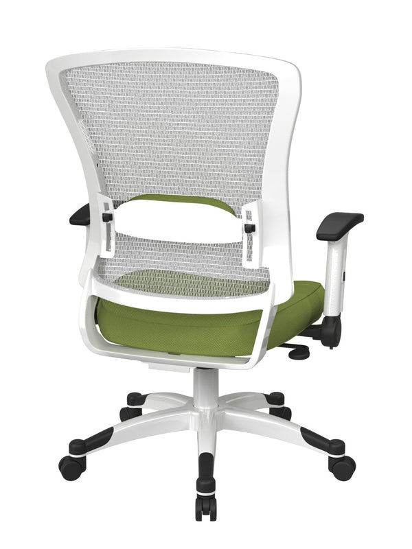 OSP Home Furnishings White Mesh Ergonomic Manager Office Chair with Lumbar Support and Synchro Tilt Control Green 317W-W1C1F2W-6