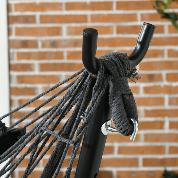 English Elm Outsunny Stylish Hammock Chair With Stand – Boho-Inspired Lounge With Headrest & Side Pocket, Dark Gray W2225P174051-GIGA