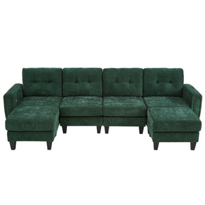 English Elm Swivel Barrel Accent Chair Chenille Tufted Round Club Seat for Living Room Lounge Green N719S002250F