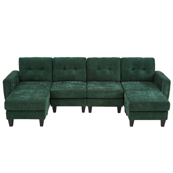 English Elm Swivel Barrel Accent Chair Chenille Tufted Round Club Seat for Living Room Lounge Green N719S002250F