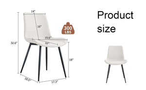 English Elm White faux leather dining chairs set of 4 with curved widened cushions, black metal legs, easy-clean comfort W1151P346458