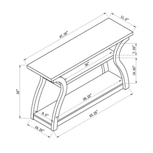 English Elm Entryway Wood-Carved Console Table with Curvy Legs, 2 Shelves & Thick Top in White Oak Finish B107P293586