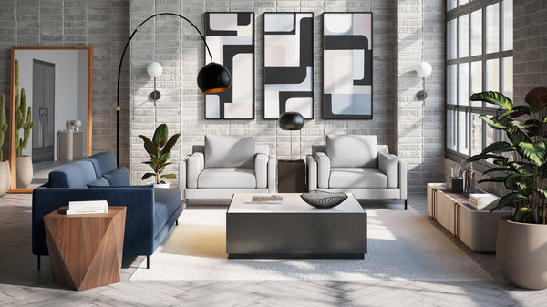 Sunpan Vern Floor Lamp – Stylish Arc Design with Unique Marble Base for Chic Living and Work Spaces Black