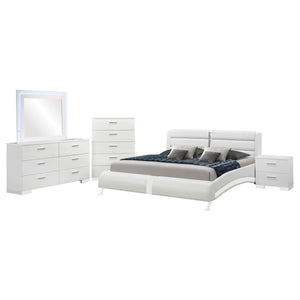 English Elm Fillmore 5-Piece Eastern King Bedroom Set – Modern Glossy White Design With Led Lighting & Storage Solutions B062S01372