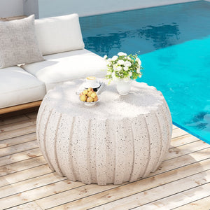 English Elm 35.43" Square Mgo Cement Coffee Table Weatherproof Indoor Outdoor Low Profile Modern White W757P387436