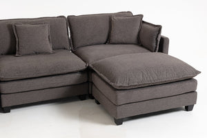 English Elm Modern Chenille Sectional Sofa Modular Sleeper with Ottoman Chaise and Waist Pillows Antique Grey W2530S00021