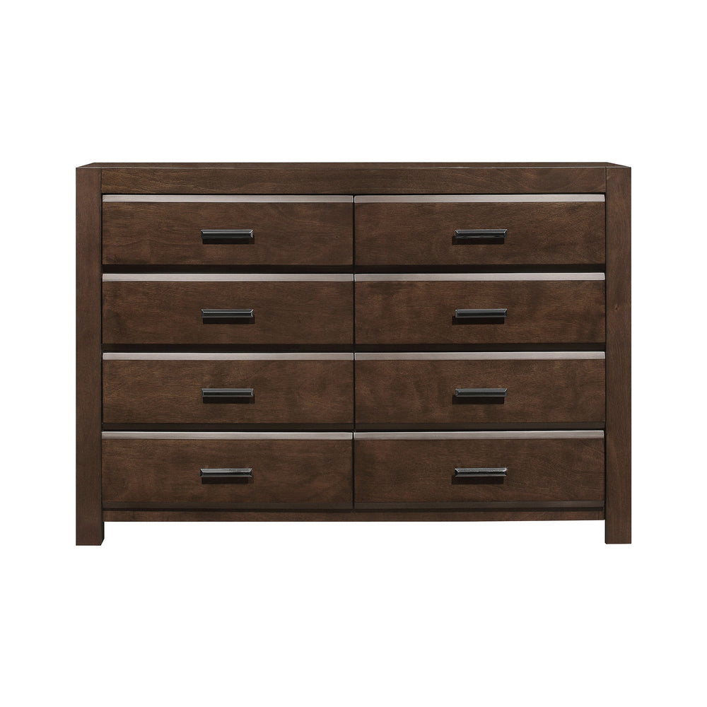 English Elm Espresso Eight Drawer Dresser with Bold Framing Gunmetal Pulls and Dovetail Wood Construction B011P257335