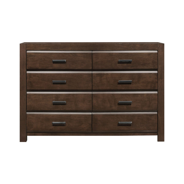 English Elm Espresso Eight Drawer Dresser with Bold Framing Gunmetal Pulls and Dovetail Wood Construction B011P257335