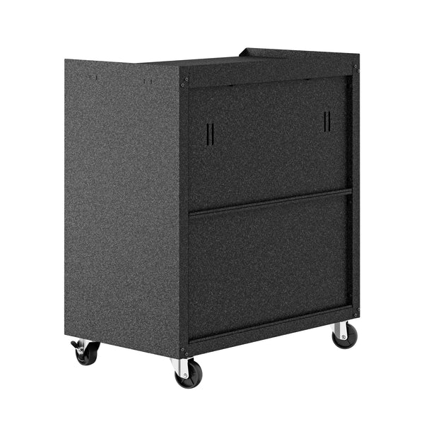 English Elm Rolling Metal Garage Cabinet with Locking Doors Diamond Texture Industrial Storage Dark Grey B365P398227