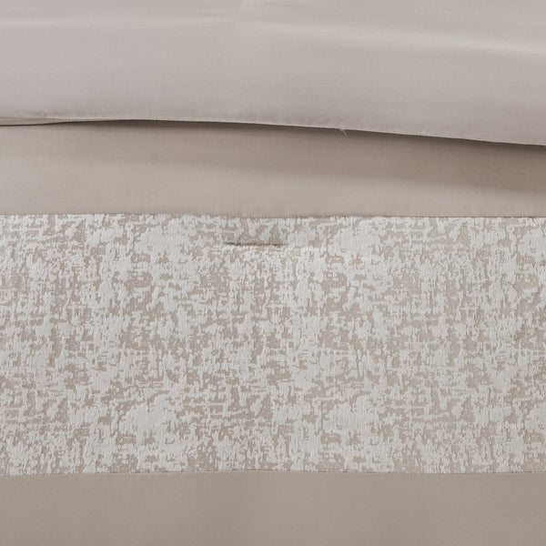 English Elm 7 Piece Chenille Jacquard Comforter Set In Taupe - Luxurious King Bedding With Decorative Pillows & Soft Comfort B03597090