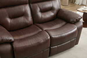 English Elm Genuine Leather Reclining Sofa with Tufted Back and Sleek Metal Legs for Modern Rooms W1896P280254