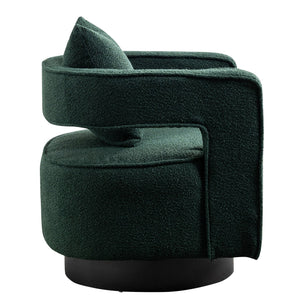 English Elm 29.13"w Boucle Swivel Accent Chair Open Back 360 Rotation Modern Lounge Seating Green W3188P417877