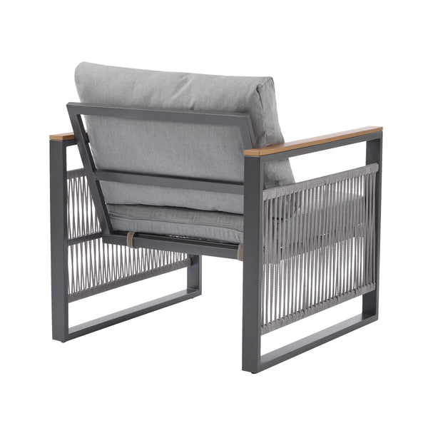 English Elm Christopher Knight Home® - 4-Pieces Outdoor Metal Patio Furniture Set with Deep-Seat Cushions, Teslin Rope, Wood-Look Tabletop, Rust-Resistant Frame Natural+Grey N780P2540723G