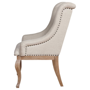 English Elm Fremont Barley Brown Upholstered Dining Chairs Set of 2 — Vintage Asian Hardwood, 300 lb Capacity, Cream Upholstery and Wingback Comfort B062P337744
