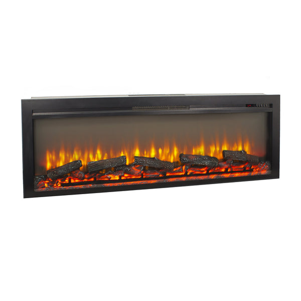 English Elm 54 Inch Recessed Electric Fireplace with Led Flame Display and Remote for Living Rooms W1769P415223