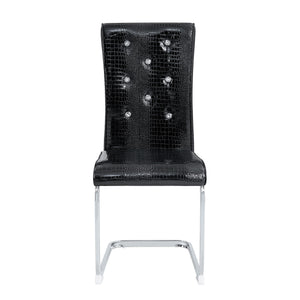 English Elm Modern 9 Piece Glam Dining Set Faux Marble Table Tufted Pvc Chairs Seats Eight Black,White W3875S00083