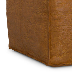 English Elm Brody Genuine Leather Square Pouf Handcrafted Patina Finish Rustic Living Room Accent B136P427584