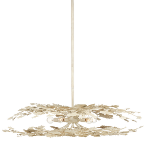 Maidenhair Cream Semi-Flush Mount Light Fixture - Nature-Inspired Design with Antique Pearl Finish