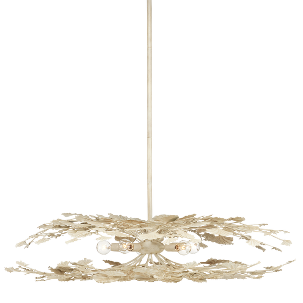 Maidenhair Cream Semi-Flush Mount Light Fixture - Nature-Inspired Design with Antique Pearl Finish