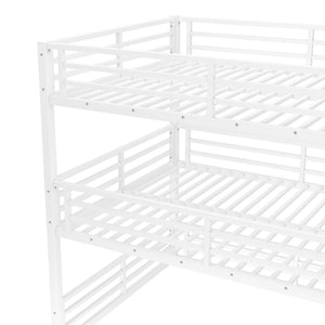 English Elm Queen Metal Triple Bunk Bed - Stylish Queen Over Queen Over Queen Design, Heavy-Duty, Safe & Quiet W1580S00167-GIGA