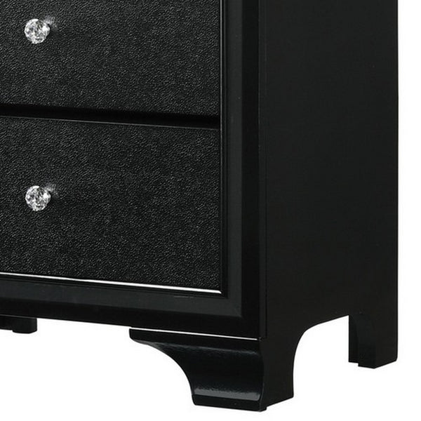 English Elm Wood and Metal Two Drawer Nightstand with Felt Lined Storage for Modern Bedrooms B056P416780