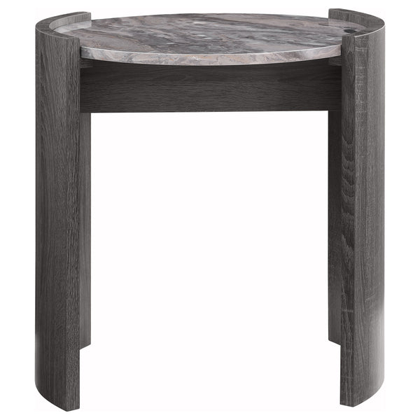 English Elm Zende Marble Effect Two Piece Living Room Set with Rounded Engineered Wood Frames B062S01533