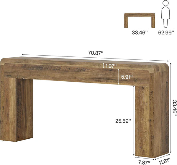 English Elm Coffee Console Table Industrial Metal Frame Vintage Wood Grain 2 Tier Entryway Sofa T3971P447325