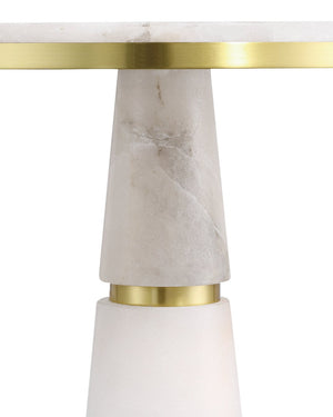 Currey & Company Eleanora Drinks Table - Elegant Alabaster & Brass Pedestal, Modern Design For Sophisticated Spaces White Alabaster ,Brass 3000-0320-currey-company