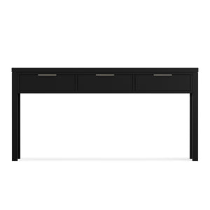 English Elm Hollander Wide Console Table with Three Smooth-Gliding Drawers, Solid Pine, Low-VOC Finish, 60" Black B136P364304
