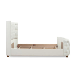 English Elm Jennifer Taylor Home - Brooklyn Elegant Tufted Bed Set In Antique White - Wingback Design For Luxurious Bedroom Retreat B2719P238196