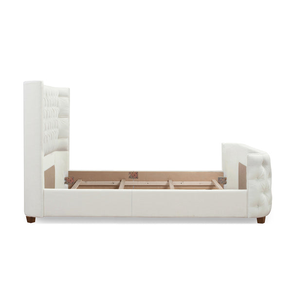 English Elm Jennifer Taylor Home - Brooklyn Elegant Tufted Bed Set In Antique White - Wingback Design For Luxurious Bedroom Retreat B2719P238196