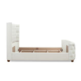 English Elm Brooklyn Queen Tufted Panel Bed Headboard and Footboard Set, Antique White Polyester