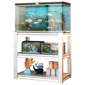 English Elm 20-30 Gallon Fish Tank Stand with Adjustable 3-Tier Metal Shelves, Heavy-Duty Stylish Rack for Home Office Antique White T2398P211228