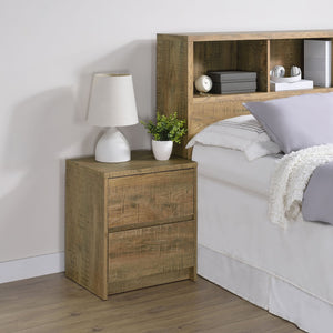 English Elm Geary Mango 2-Drawer Nightstand with LED Light, Dual Outlet, USB-A & USB-C Charging Ports, Compact Wood-Grain Storage B062P375561