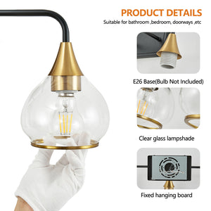 English Elm 48" Modern 6-Light Vanity Wall Sconce Black & Gold Iron Glass Fixture for Bathroom Mirror Lighting W2312P374983