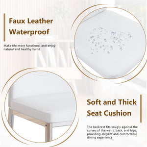 English Elm Set of 6 ergonomic dining chairs with shell-pattern back, 37" height, breathable tech fabric, sturdy metal legs and adjustable anti-slip feet for stable, comfortable seating during meals White+Silver W1151P359610