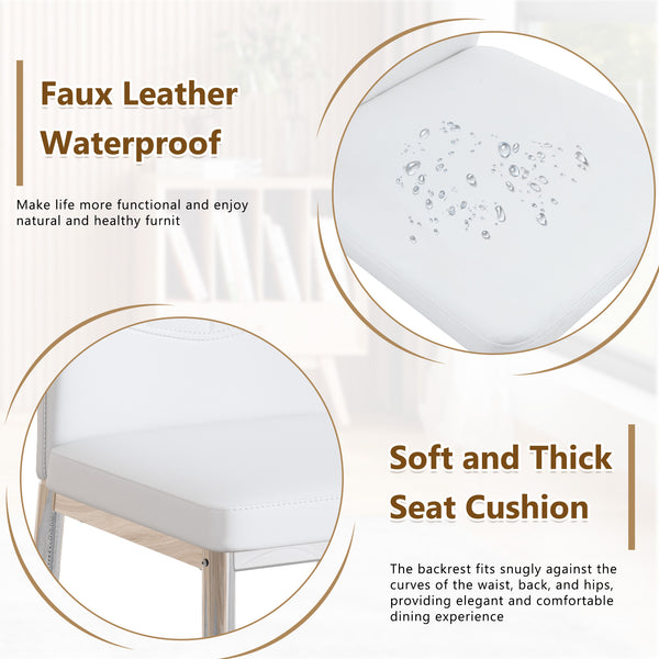 English Elm Set of 6 ergonomic dining chairs with shell-pattern back, 37" height, breathable tech fabric, sturdy metal legs and adjustable anti-slip feet for stable, comfortable seating during meals White+Silver W1151P359610