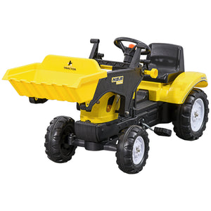 English Elm Aosom Kids Pedal Excavator Ride on Toy with Working Front Loader Digger for Toddlers W2225P217066