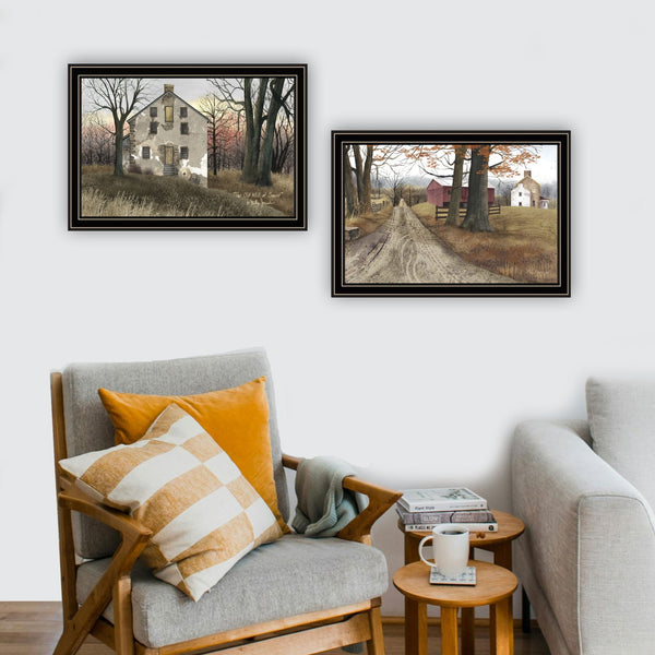 English Elm Trendy Billy Jacobs Two Panel Pastoral Farmhouse Wall Art Black Framed Ready Hang B067P254114